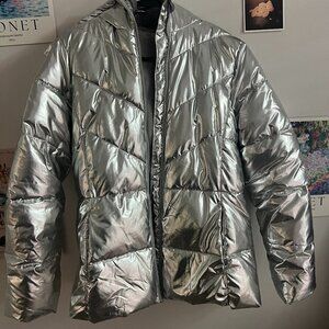 Silver Puffer Coat